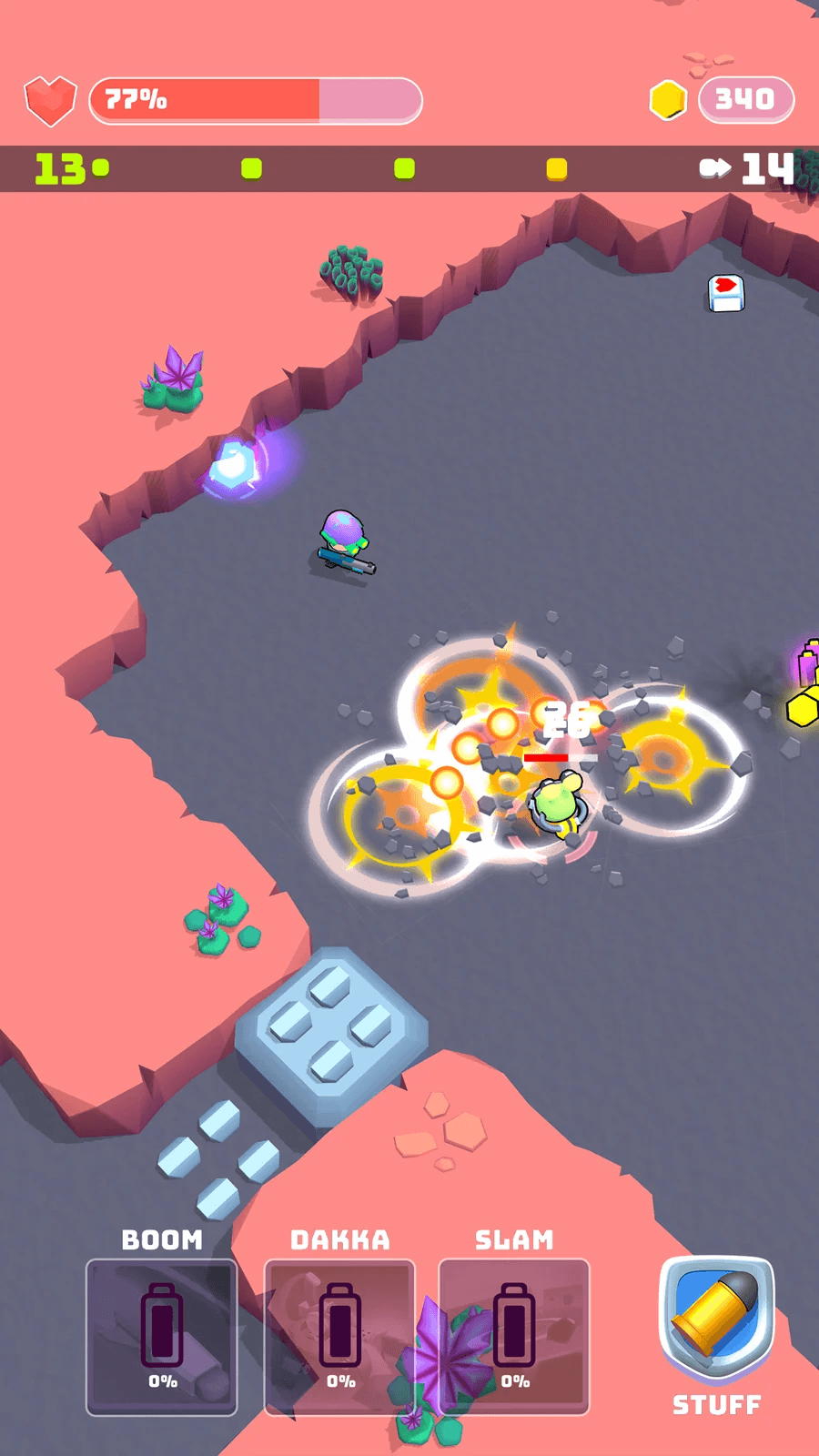 A large explosion clearing a group of enemies