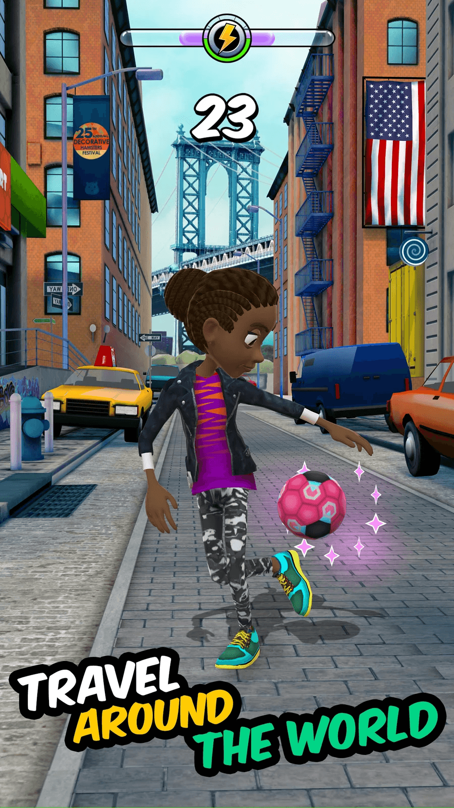 Juggling on a New York street, one of the world locations