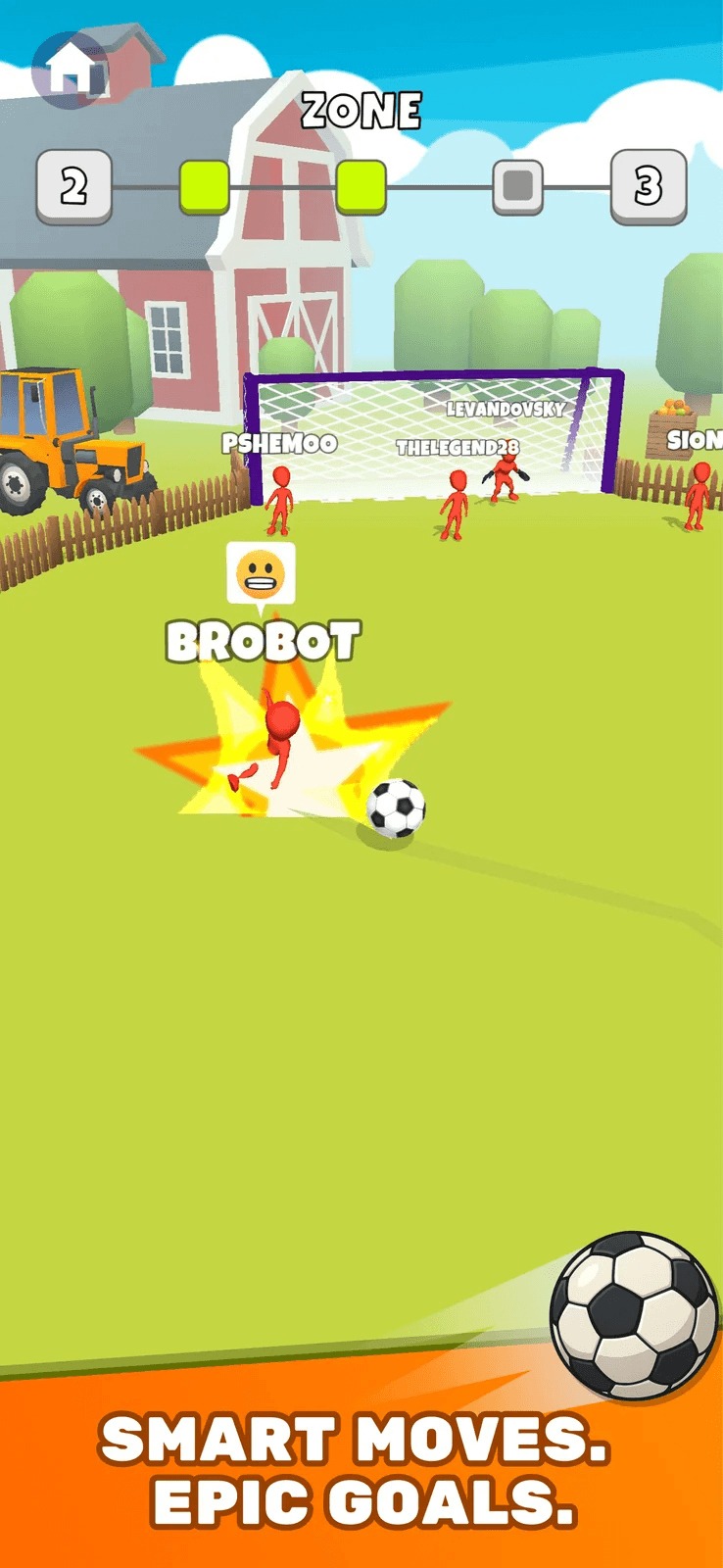 Farm level: a tackle burst as the ball slips past a defender
