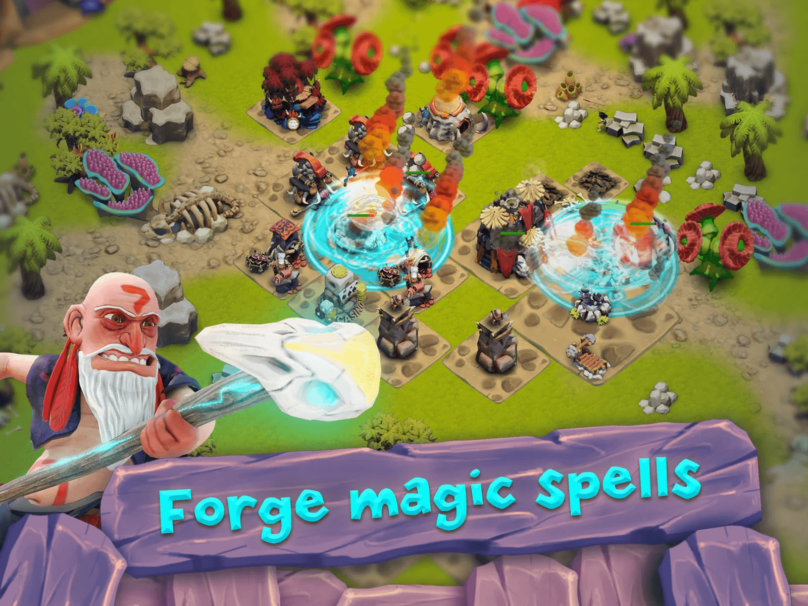 A shaman casting a spell over the village