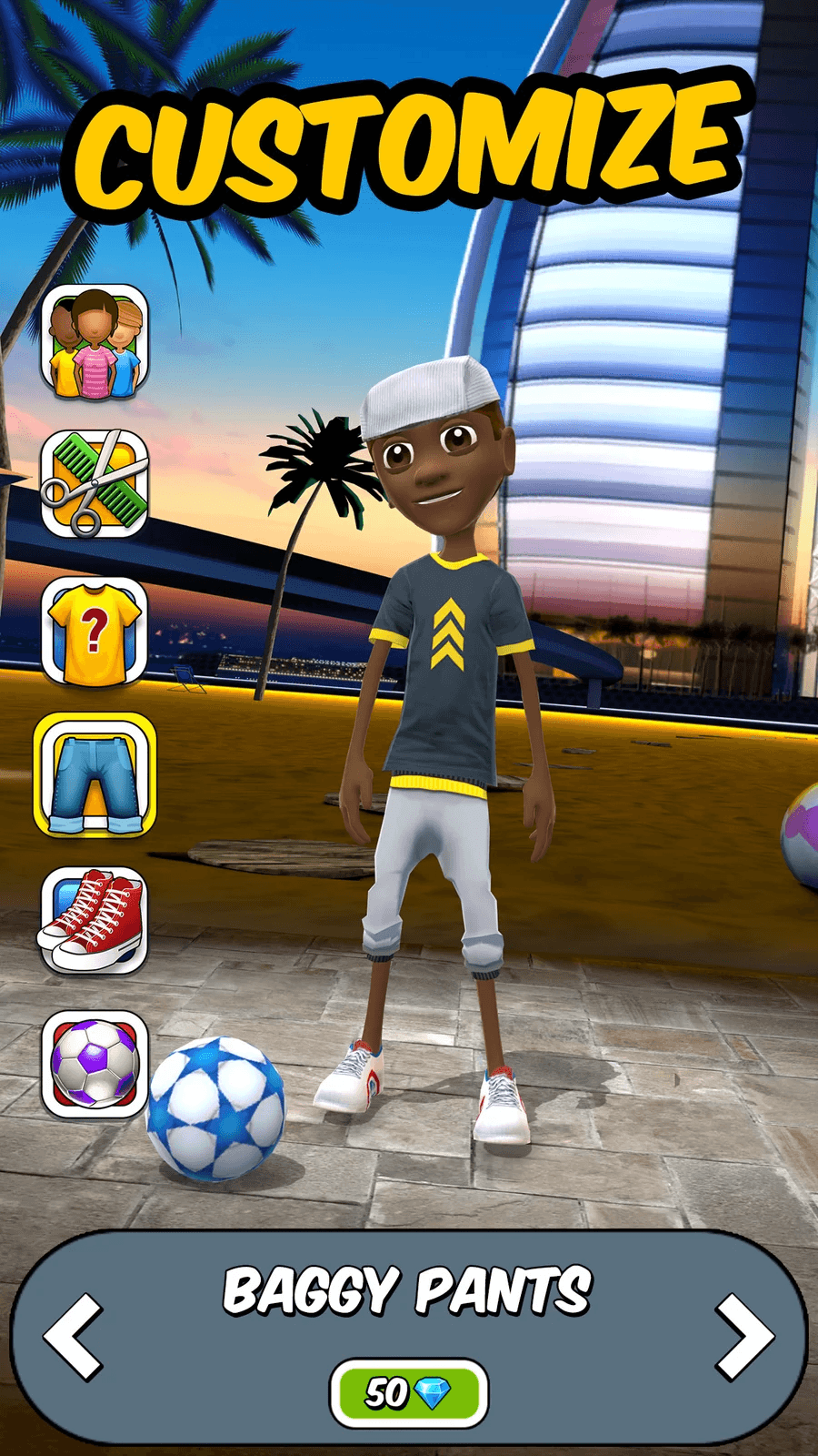 Character customisation screen